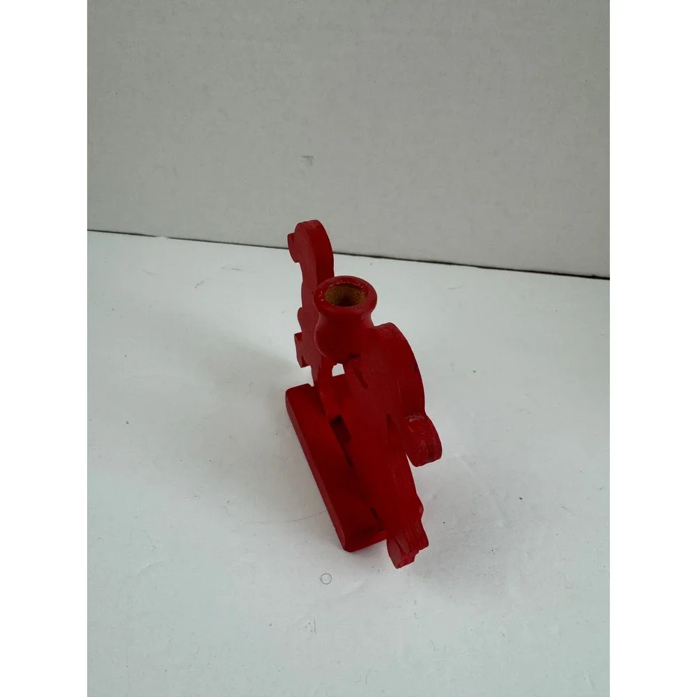 Vintage Swedish Wood Candle Holder Red Boy Girl Silhouette with Lenox Candles